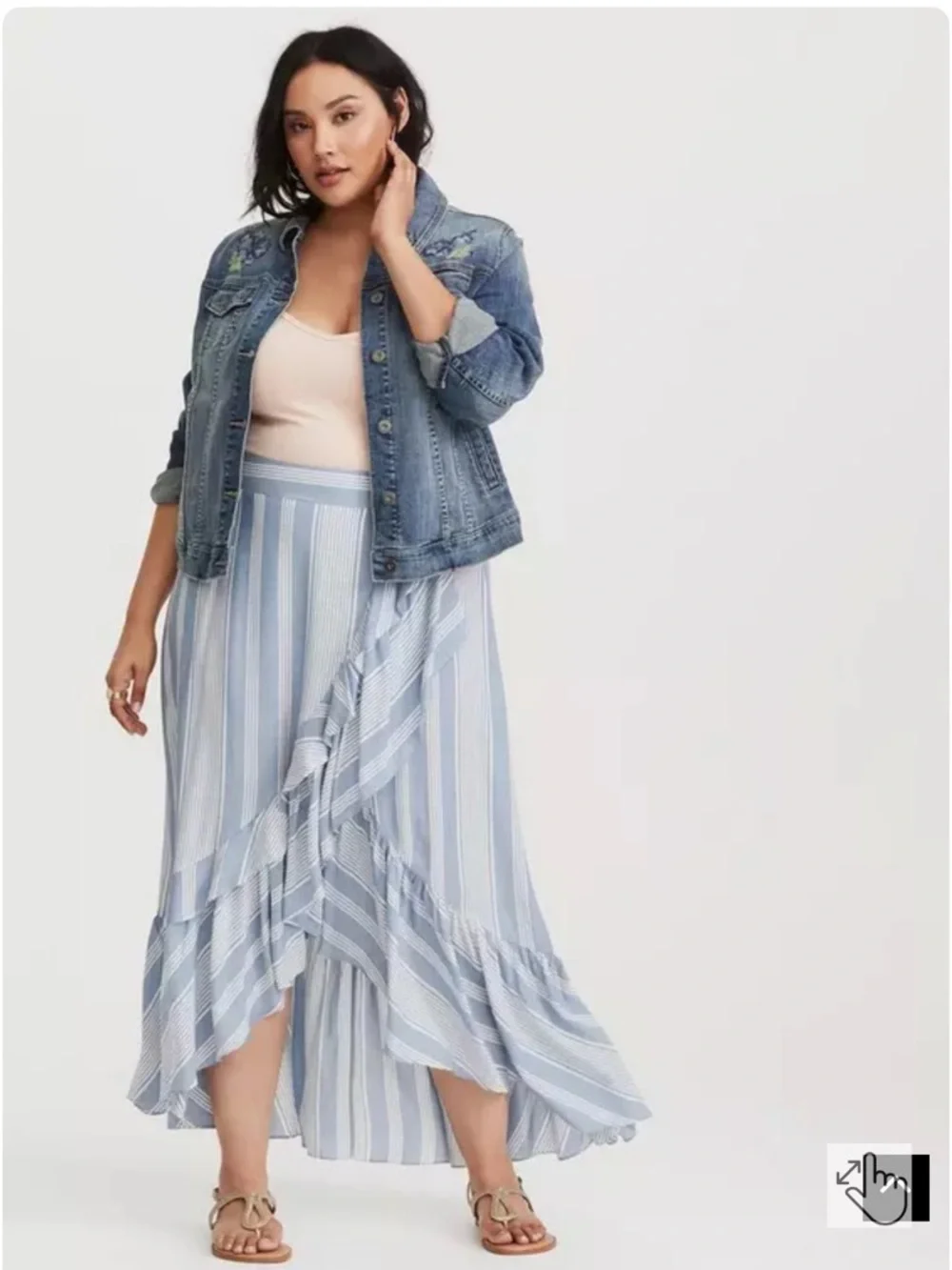 Torrid Blue & White Striped Wrap High-Low Maxi Skirt (1) - Picture 4 of 4